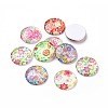 Half Round/Dome Floral Printed Glass Cabochons GGLA-A002-25mm-UU-1