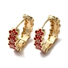 Flower Real 18K Gold Plated Brass Hoop Earrings EJEW-L268-015G-06-1