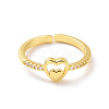Clear Cubic Zirconia Double Heart Open Cuff Ring RJEW-H127-30G-2