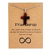 Natural Agate Cross Pendant Necklace with Stainless Steel Cable Chains PW23032793795-1