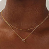 Brass Double Layer Small Letter Pendant Necklaces for Women WG025FC-05-1