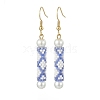 Glass Pearl & Seed Column Dangle Earrings EJEW-MZ00059-01-1