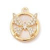 Brass Micro Pave Clear Cubic Zirconia Pendants KK-C080-03G-1