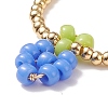 Glass & Brass Braided Fruit Finger Ring for Women RJEW-TA00047-01-5