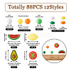 88Pcs 12 Styles Food Grade Eco-Friendly Silicone Beads SIL-TA0001-31-11