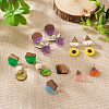 Cheriswelry DIY 12 Pairs 12 Style Two Tone Resin & Walnut Wood Stud Earring Findings DIY-CW0001-35-7