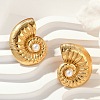 304 Stainless Steel Shell Pearl Stud Earrings X-EJEW-G423-22G-3