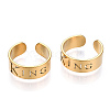 Ion Plating(IP) 304 Stainless Steel Word King Open Cuff Ring for Women RJEW-T027-09G-2