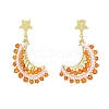 Moon Handmade Glass Seed Beads Dangle Stud Earrings EJEW-MZ00360-03-2