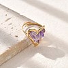 Heart Natural Amethyst Finger Rings STAS-Z112-10G-01-2