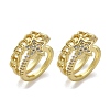 Brass Micro Pave Clear Cubic Zirconia Cuff Earrings EJEW-F359-09G-01-2