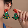 Christmas Tree with Bowknot Acrylic Dangle Stud Earrings FS-WGFA79E-01-1