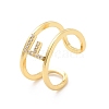 Clear Cubic Zirconia Initial Letter Open Cuff Ring RJEW-A012-01G-F-3