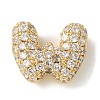 Brass Micro Pave Cubic Zirconia Beads KK-P290-61G-W-1