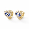 Clear Cubic Zirconia Evil Eye Hoop Earrings with Enamel EJEW-I270-12G-04-1