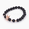 Natural Black Agate(Dyed & Heated) Beads Stretch Bracelets BJEW-JB03966-2