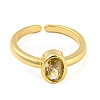 Oval Shape Brass Micro Pave Cubic Zirconia Solitaire Ring RJEW-Q782-03G-2