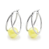 304 Stainless Steel & Plastic Imitation Pearl Oval with Ball Hoop Earrings for Women EJEW-C096-13P-04-1