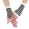 Stripe Acrylic Fibers Knitting Fingerless Gloves PW-WG0C91E-01-2