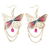 Glass & Iron & Resin Dangle Earrings EJEW-TA00590-03-1