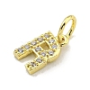 Letter Brass Micro Pave Clear Cubic Zirconia Pendants KK-K354-06G-R-2