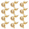 DICOSMETIC 6 Pairs Rack Plating Brass Micro Pave Cubic Zirconia Stud Earring Findings KK-DC0001-35-1