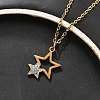 304 Stainless Steel Crystal Rhinestone Double Star Pendant Cable Chain Necklaces NJEW-Z056-02A-G-3