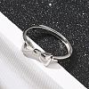 925 Sterling Silver Bowknot Adjustable Rings for Women RJEW-R008-02S-02-2