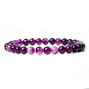 Natural Striped Agate/Banded Agate Round Beaded Stretch Bracelet SF8562-14-1