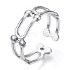 304 Stainless Steel Arch Shape Open Cuff Ring RJEW-N040-41-1