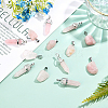 SUNNYCLUE 20Pcs 2 Style Natural Rose Quartz Pendants with Stainless Steel Color Alloy Findings G-SC0001-54-4