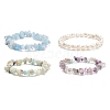 4Pcs 4 Style Natural Pearl & Mixed Gemstone Chips Beaded Stretch Bracelets Set BJEW-JB08915-1