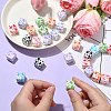 30Pcs UV Plating Acrylic Printed Beads MACR-CJ0002-10-4