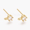 Brass Micro Pave Clear Cubic Zirconia Stud Earring Findings ZIRC-L098-042G-1