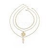 3Pcs 3 Style Natural Rose Quartz Bullet & Alloy Sun Pendant Necklaces Set with Brass Curb Chains for Women NJEW-JN04170-1