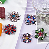 Gorgecraft 5Pcs 5 Style Glass Rhinestone Beading Flower Applqiues PATC-GF0001-23-4