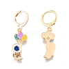 Colorful Enamel Spaceman Dangle Leverback Earrings EJEW-N012-75-1