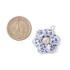 Handmade Blue and White Floral Printed Porcelain Bead Flower Pendants PALLOY-MZ01189-2