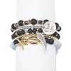 5Pcs 5 Style Natural Lava Rock & Natural Quartz & Synthetic Hematite Stretch Bracelets Set BJEW-JB08739-4