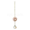 Glass Flower Hanging Suncatchers HJEW-P018-F05-3