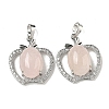 Natural Rose Quartz with Clear Cubic Zirconia Pendants G-G133-03P-27-1