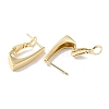 Rectangle Brass Hoop Earrings for Women EJEW-U008-03G-2