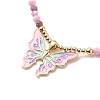 Beass Enamel Butterfly Pendant Necklace with Natural Fire Crackle Agate Beaded NJEW-JN04120-4