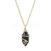 Natural Mixed Gemstone Pointed Faceted Bullet Copper Wire Wrapped Pendant Necklaces NJEW-JN05025-01-4