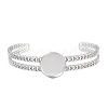 304 Stainless Steel Blank Cuff Bangle Bases with Flat Round Tray SA-CBA82C8-05A-P-2