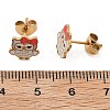 Brass Enamel Stud Earrings EJEW-B119-01G-02-5