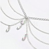 Gothic Style Alloy & Clear Glass Teardrop Tassel Multilayer Waist Belly Chains for Women FS-WGFFABC-01-3