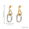 Stylish Stainless Steel Two Tone Design Ladies Dangle Stud Earrings DD6329-3-1