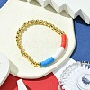 Independence Day 6mm Round Brass & Handmade Polymer Clay Beaded Stretch Bracelets for Women BJEW-JB10590-2