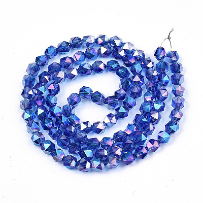 Electroplate Transparent Glass Beads Strands X-EGLA-T019-06H-1
